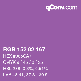 カラーコード: RGB 152 92 167 | qconv.com