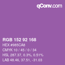 颜色代码: RGB 152 92 168 | qconv.com