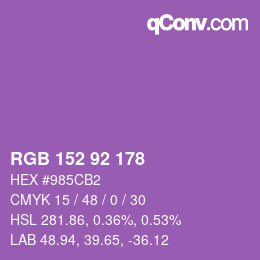 Color code: RGB 152 92 178 | qconv.com