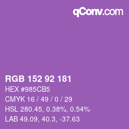颜色代码: RGB 152 92 181 | qconv.com
