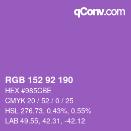 颜色代码: RGB 152 92 190 | qconv.com