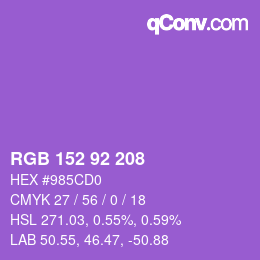 カラーコード: RGB 152 92 208 | qconv.com