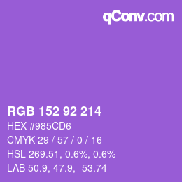 颜色代码: RGB 152 92 214 | qconv.com