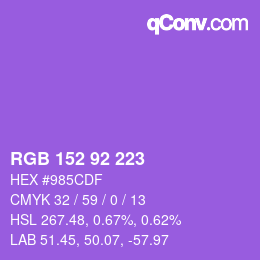 カラーコード: RGB 152 92 223 | qconv.com