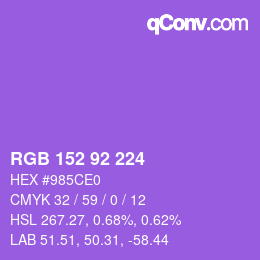 颜色代码: RGB 152 92 224 | qconv.com