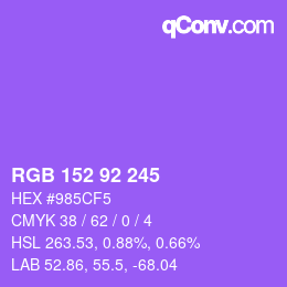 颜色代码: RGB 152 92 245 | qconv.com