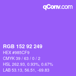 カラーコード: RGB 152 92 249 | qconv.com