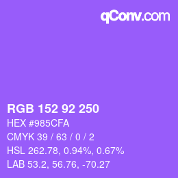 颜色代码: RGB 152 92 250 | qconv.com