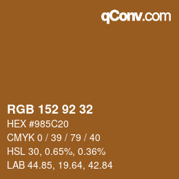 颜色代码: RGB 152 92 32 | qconv.com
