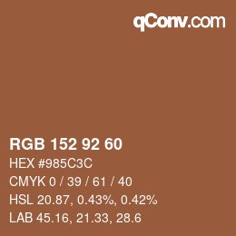 Color code: RGB 152 92 60 | qconv.com