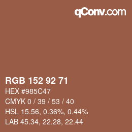 カラーコード: RGB 152 92 71 | qconv.com