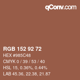 カラーコード: RGB 152 92 72 | qconv.com