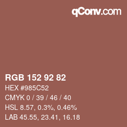 カラーコード: RGB 152 92 82 | qconv.com