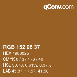 カラーコード: RGB 152 96 37 | qconv.com