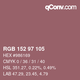 Color code: RGB 152 97 105 | qconv.com