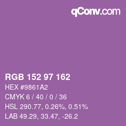 Color code: RGB 152 97 162 | qconv.com