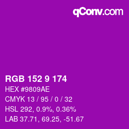 カラーコード: RGB 152 9 174 | qconv.com