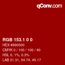 カラーコード: RGB 153.1 0 0 | qconv.com