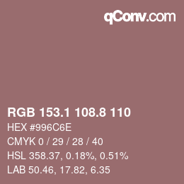 Color code: RGB 153.1 108.8 110 | qconv.com