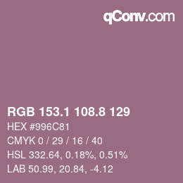 Color code: RGB 153.1 108.8 129 | qconv.com