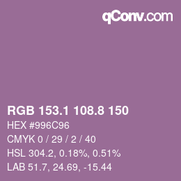 Color code: RGB 153.1 108.8 150 | qconv.com