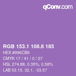 カラーコード: RGB 153.1 108.8 185 | qconv.com