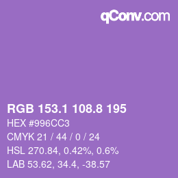 カラーコード: RGB 153.1 108.8 195 | qconv.com