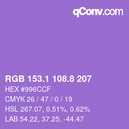 カラーコード: RGB 153.1 108.8 207 | qconv.com