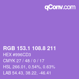 カラーコード: RGB 153.1 108.8 211 | qconv.com