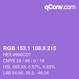 カラーコード: RGB 153.1 108.8 215 | qconv.com