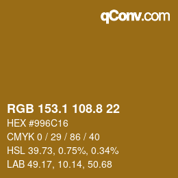 Color code: RGB 153.1 108.8 22 | qconv.com