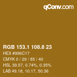 Farbcode: RGB 153.1 108.8 23 | qconv.com