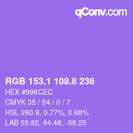 カラーコード: RGB 153.1 108.8 236 | qconv.com