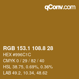 Color code: RGB 153.1 108.8 28 | qconv.com