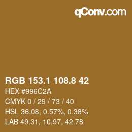 Color code: RGB 153.1 108.8 42 | qconv.com