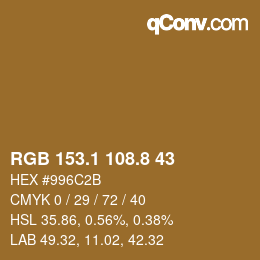 Color code: RGB 153.1 108.8 43 | qconv.com