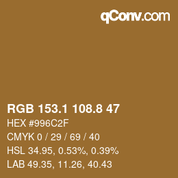 Color code: RGB 153.1 108.8 47 | qconv.com