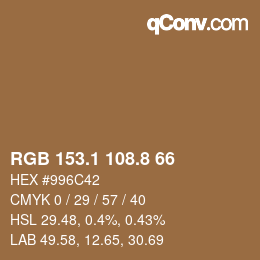Color code: RGB 153.1 108.8 66 | qconv.com