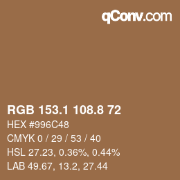Color code: RGB 153.1 108.8 72 | qconv.com