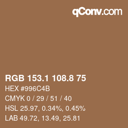 Color code: RGB 153.1 108.8 75 | qconv.com