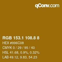 Color code: RGB 153.1 108.8 8 | qconv.com