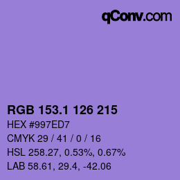 カラーコード: RGB 153.1 126 215 | qconv.com