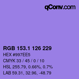 カラーコード: RGB 153.1 126 229 | qconv.com