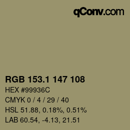カラーコード: RGB 153.1 147 108 | qconv.com