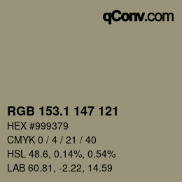 Color code: RGB 153.1 147 121 | qconv.com