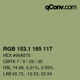 カラーコード: RGB 153.1 165 117 | qconv.com