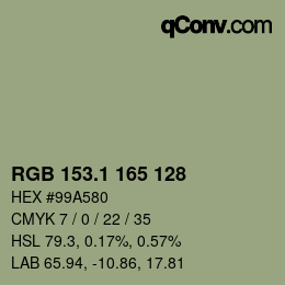 カラーコード: RGB 153.1 165 128 | qconv.com