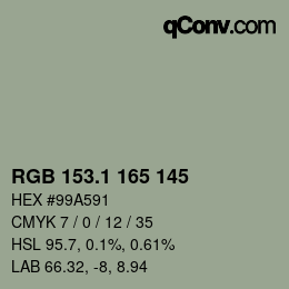 Color code: RGB 153.1 165 145 | qconv.com