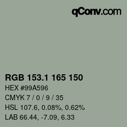 Color code: RGB 153.1 165 150 | qconv.com