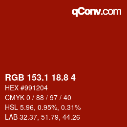 Color code: RGB 153.1 18.8 4 | qconv.com